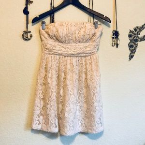 White Strapless Lace Dress
